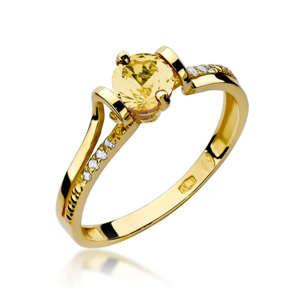 złoty pierścionek, pierścionek zaręczynowy, pierścionek z cytrynem i brylantami, cytryn, brylanty, diamenty, jubiler kraków, złotnik Kraków