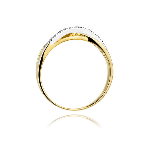 złoty pierścionek z diamentami pierścionek z brylantami, białe i żółte złoto