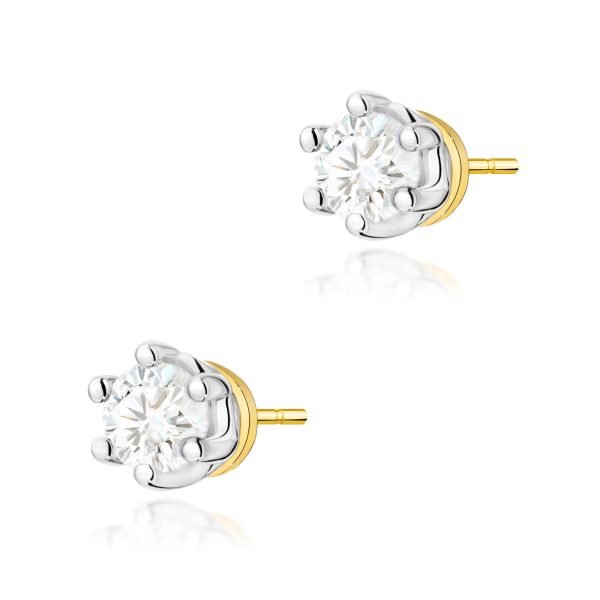 Kolczyki z kamieniem diament laboratoryjny 2 x 0,15 ct K0068 – żółte złoto próby 585