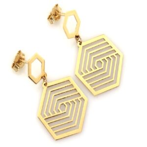 Złote kolczyki wiszące ażurowe blaszki