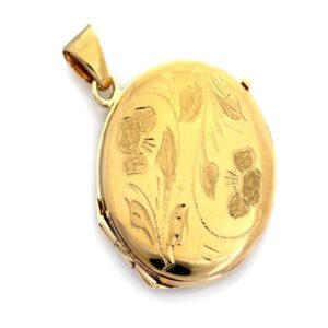 Złoty medalion z kwiatowym wzorem, Jubiler Kraków BigDIAMOND.