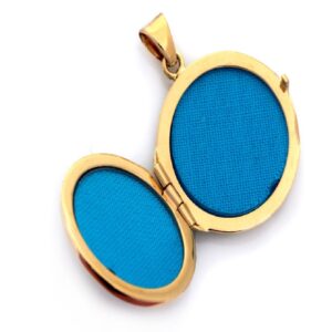 Złoty medalion otwierany z niebieskim wnętrzem – Jubiler Kraków BigDIAMOND