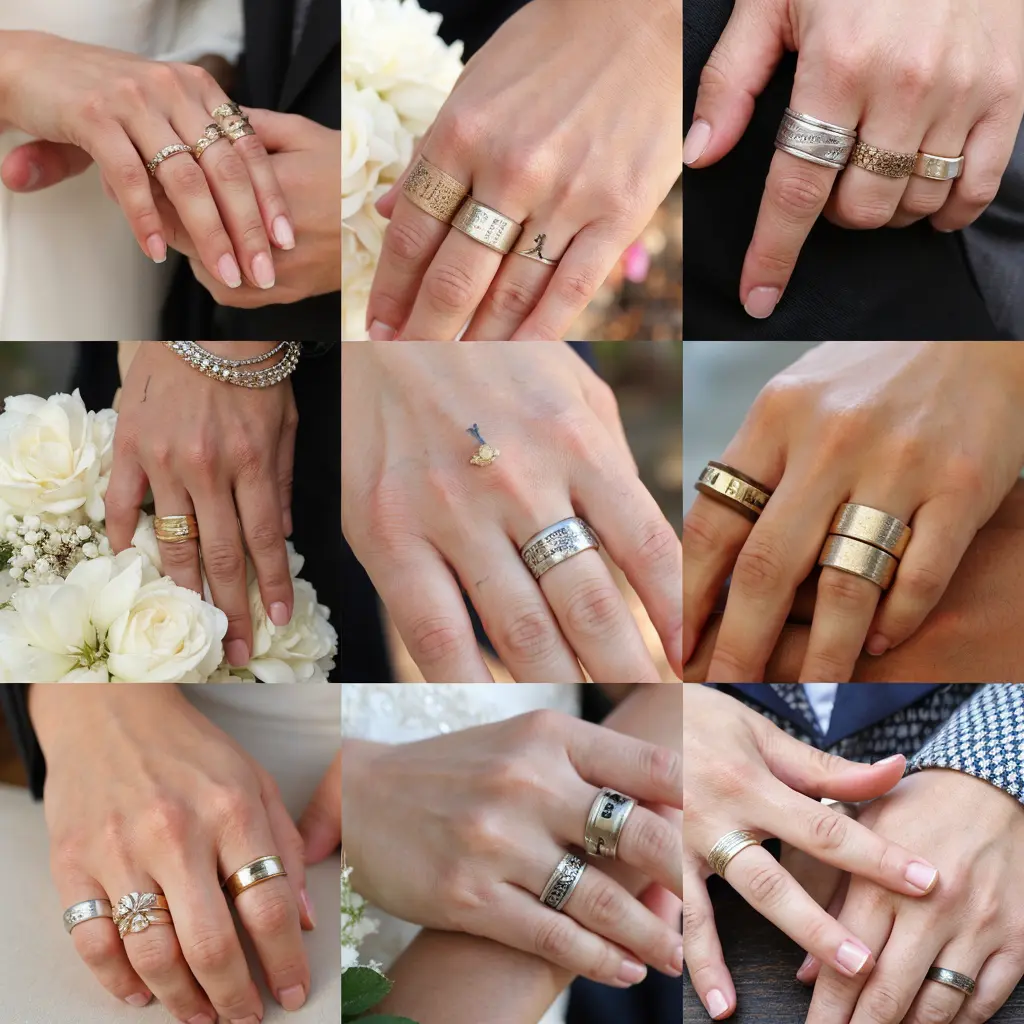 Współczesne trendy w noszeniu obrączek ślubnych, różne materiały i personalizowane wzory.