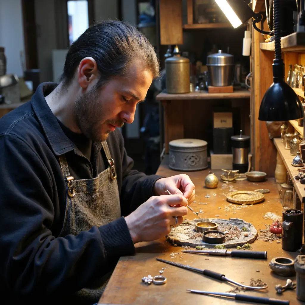 Naprawa i Renowacja Biżuterii Kraków – jubiler przy pracy nad złotym pierścionkiem