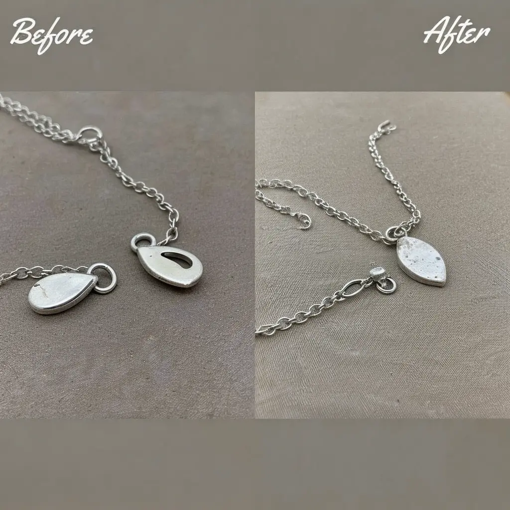 Naprawa i Renowacja Biżuterii Kraków – naszyjnik przed i po renowacji