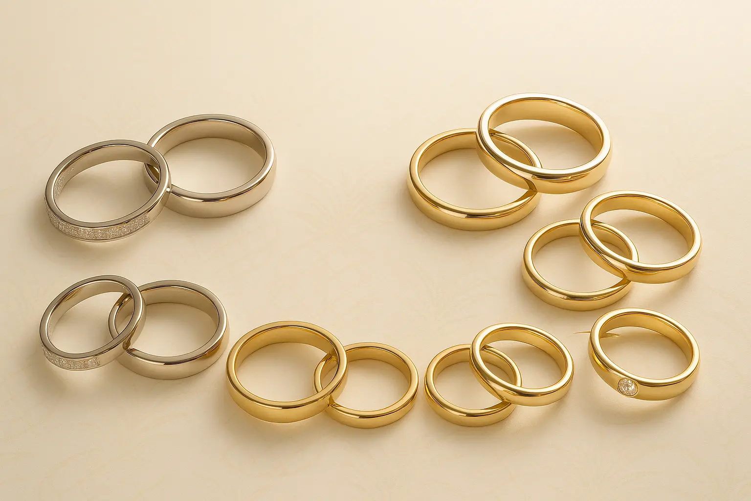 Najlepsze obrączki ślubne 2025 – ranking Top 10 modeli BigDIAMOND z białego złota 585, z grawerem i diamentami, na tle z motywem ananasa.