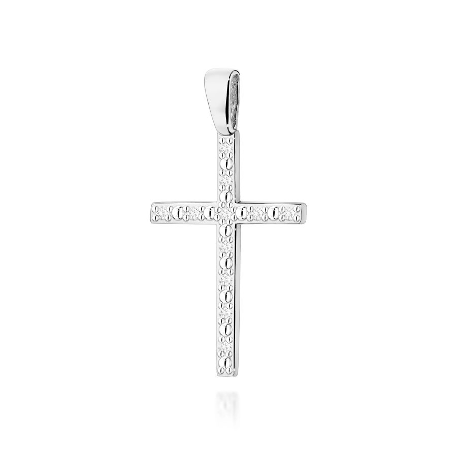 Krzyżyk / zawieszka z diamentami 0,055 ct D0004 – białe złoto próby 585 · K004