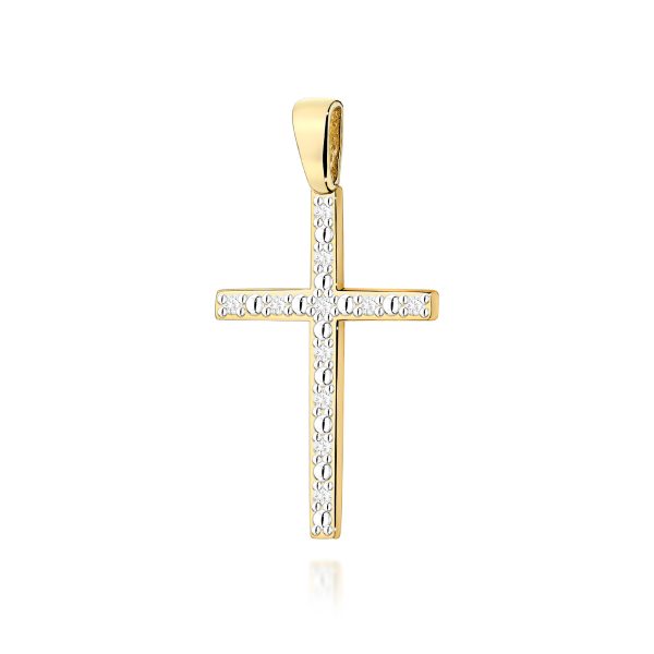 Krzyżyk / zawieszka z diamentami 0,055 ct D0004 – żółte złoto próby 585