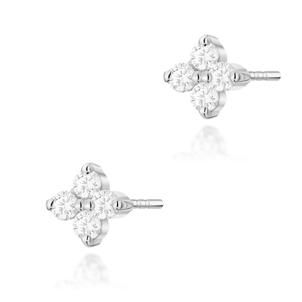 Kolczyki z diamentami 0,116 ct K0024 – białe złoto próby 585