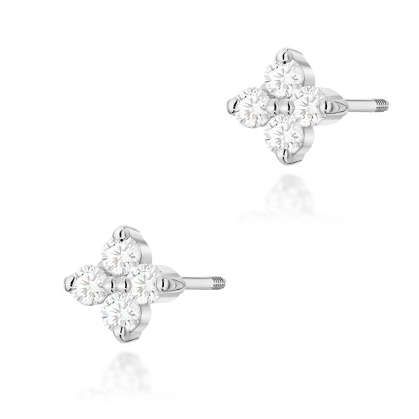 Kolczyki z diamentami 0,116 ct K0024 – białe złoto próby 585