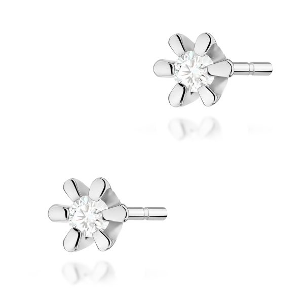Kolczyki z diamentem 2 x 0,02 ct K0029 – białe złoto próby 585