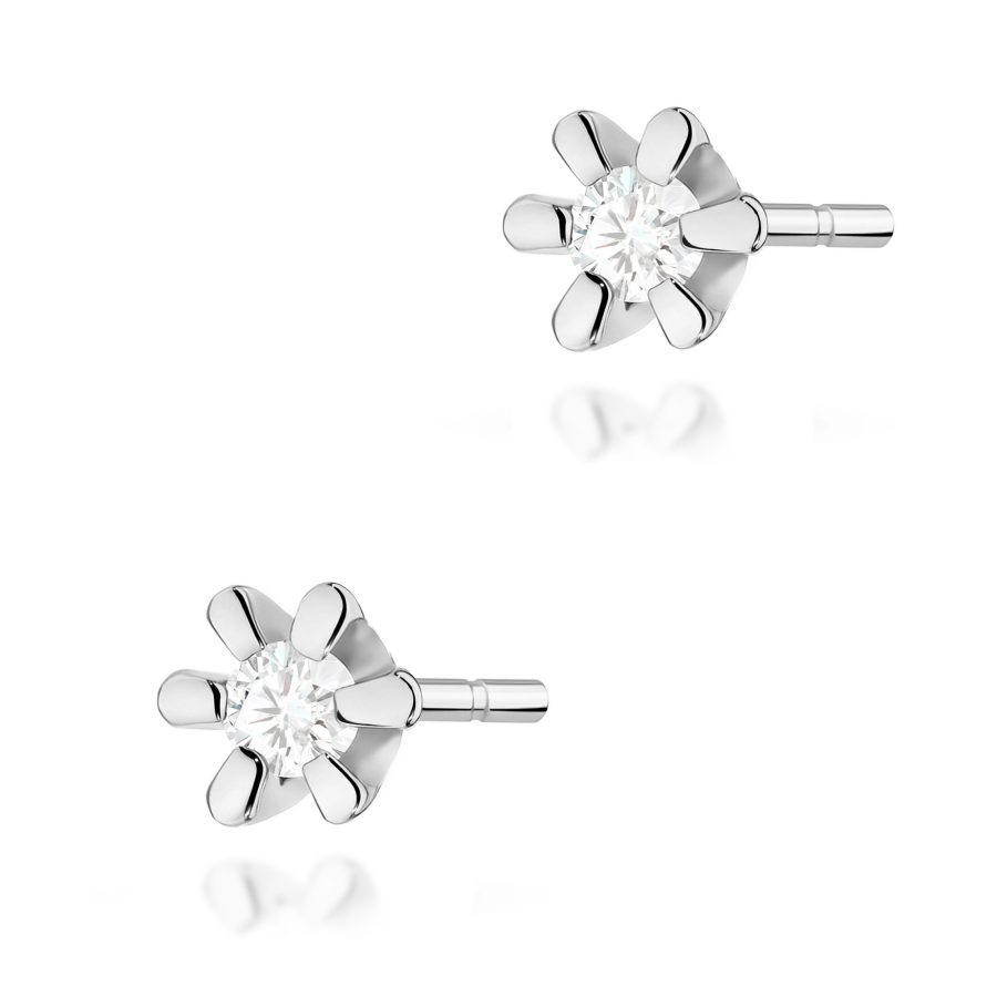 Earrings with round diamonds 2 × 0,02 ct