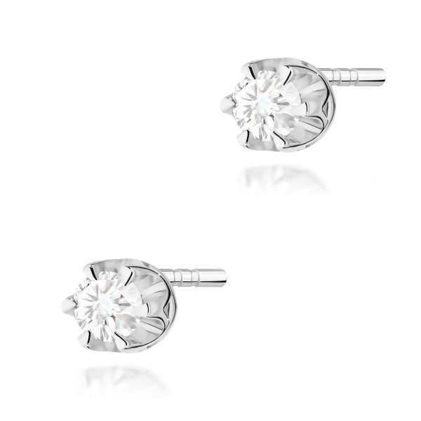 Kolczyki z diamentem 2 x 0,10 ct K0032 – białe złoto próby 585