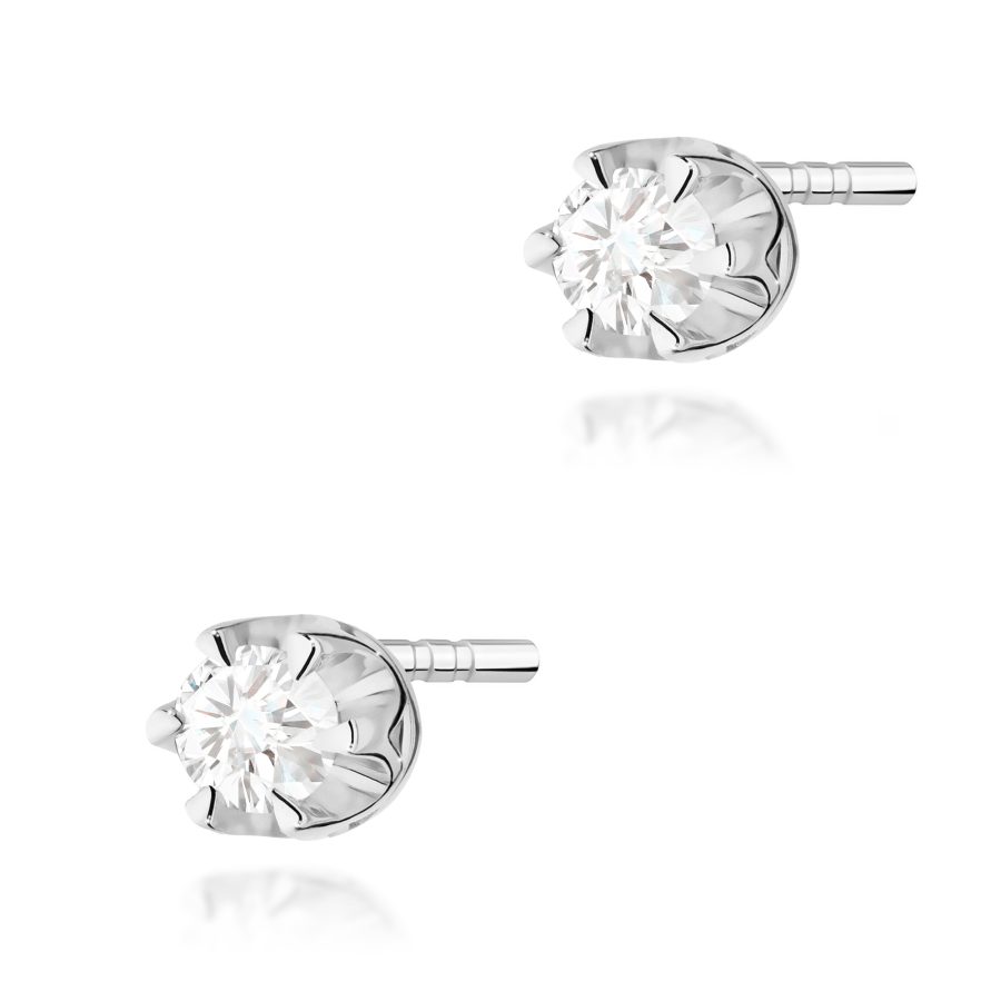 Earrings in white gold with round diamonds lab-grown 2 × 0,10 ct