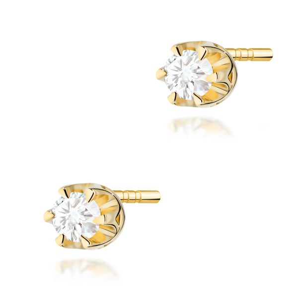 Kolczyki z diamentem 2 x 0,10 ct K0032 – żółte złoto próby 585