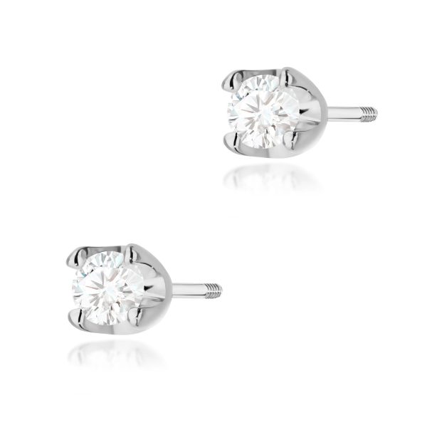 Kolczyki z diamentem 2 x 0,08 ct K0034 – białe złoto próby 585