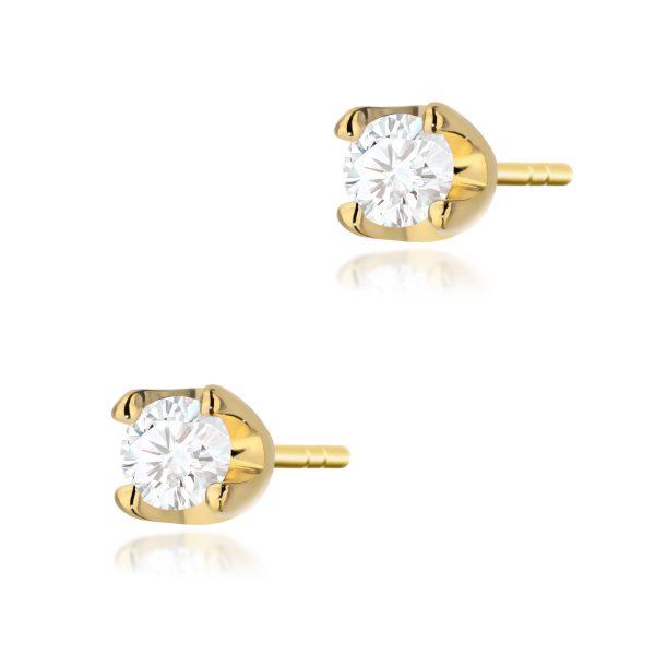 Kolczyki z diamentem 2 x 0,08 ct K0034 – żółte złoto próby 585