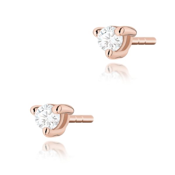 Kolczyki z diamentem 2 x 0,04 ct K0035 – różowe złoto próby 585