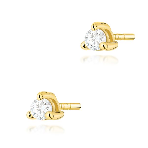Kolczyki z diamentem 2 x 0,04 ct K0035 – żółte złoto próby 585