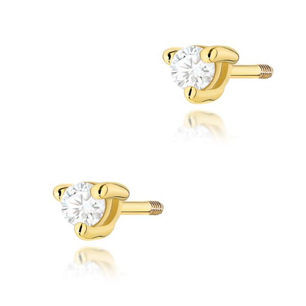 Kolczyki z diamentem 2 x 0,04 ct K0035 – żółte złoto próby 585