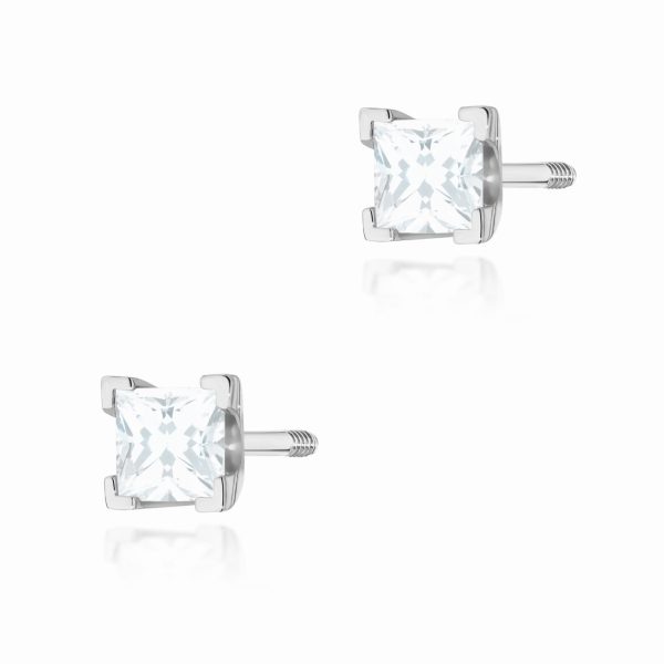 Kolczyki z diamentem 2 x 0,15 ct K0037 – białe złoto próby 585