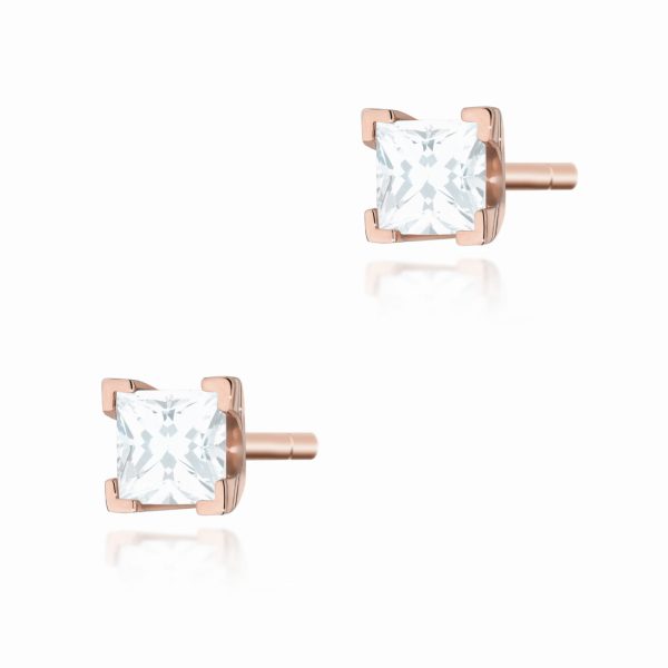 Kolczyki z diamentem 2 x 0,15 ct K0037 – różowe złoto próby 585