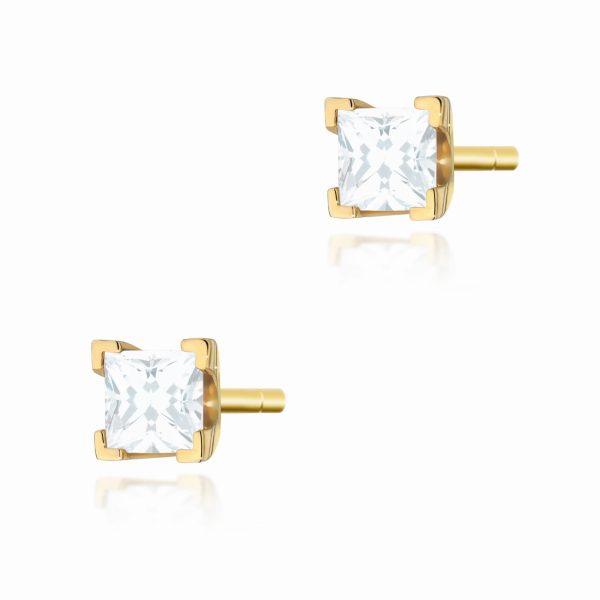 Kolczyki z diamentem 2 x 0,15 ct K0037 – żółte złoto próby 585