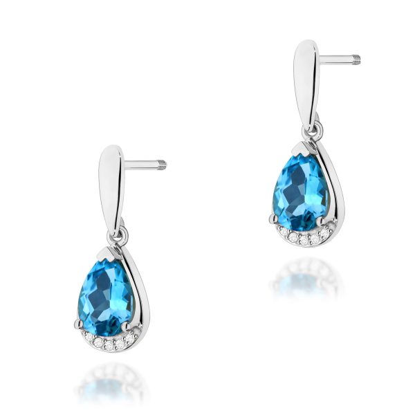 Kolczyki z kamieniem topaz swiss 2 x 1,40 ct K0051 – białe złoto próby 585