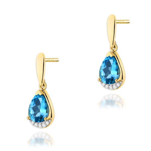 Kolczyki z kamieniem topaz swiss 2 x 1,40 ct K0051 – żółte złoto próby 585