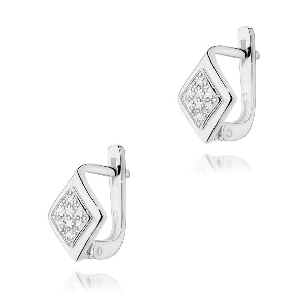 Kolczyki z diamentami 0,08 ct K0052 – białe złoto próby 585