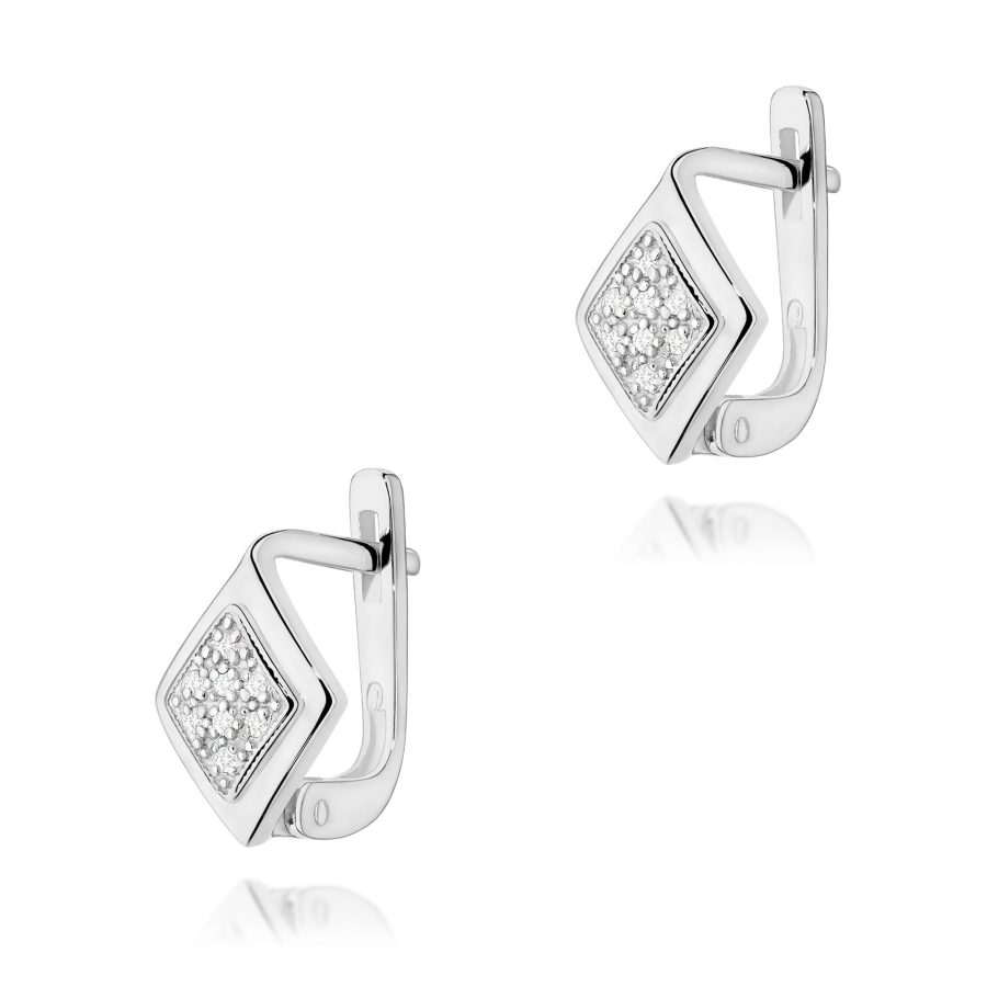 Kolczyki z diamentami 0,08 ct K0052 – białe złoto próby 585