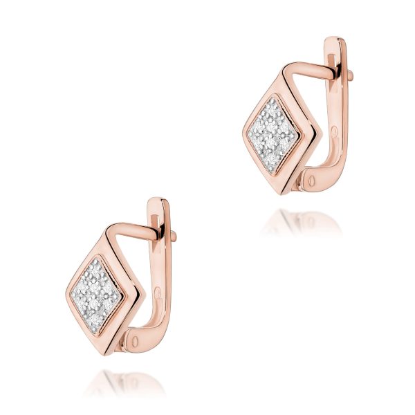 Kolczyki z diamentami 0,08 ct K0052 – różowe złoto próby 585