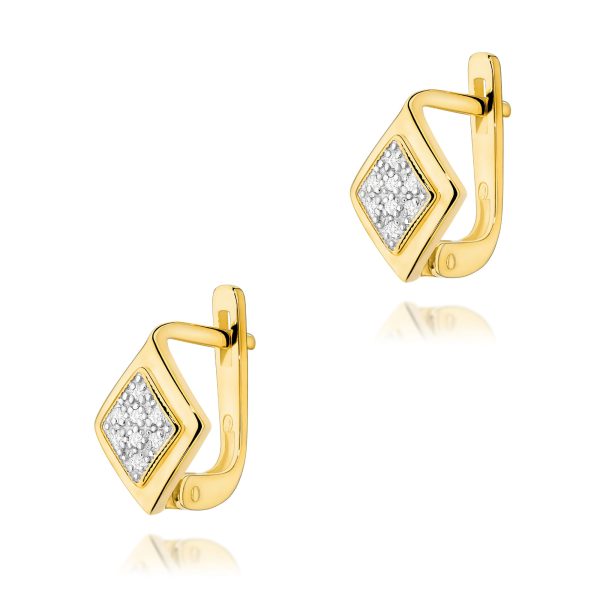 Kolczyki z diamentami 0,08 ct K0052 – żółte złoto próby 585