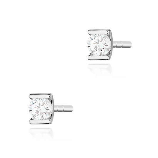 Kolczyki z diamentem 2 x 0,04 ct K0055 – białe złoto próby 585