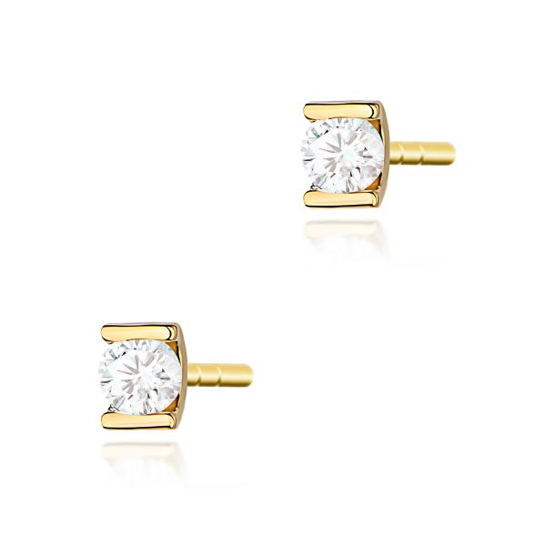 Kolczyki z diamentem 2 x 0,04 ct K0055 – żółte złoto próby 585