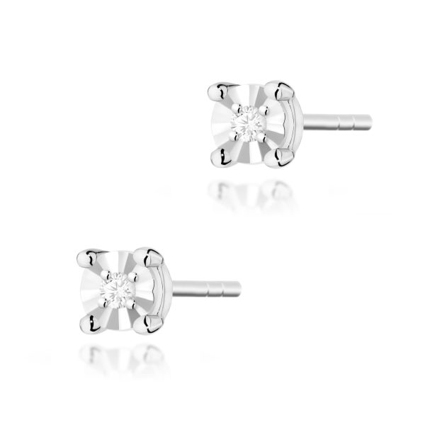 Kolczyki z diamentem 2 x 0,01 ct K0058 – białe złoto próby 585