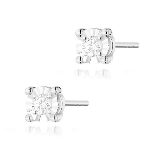 Kolczyki z diamentem 2 x 0,03 ct K0058 – białe złoto próby 585