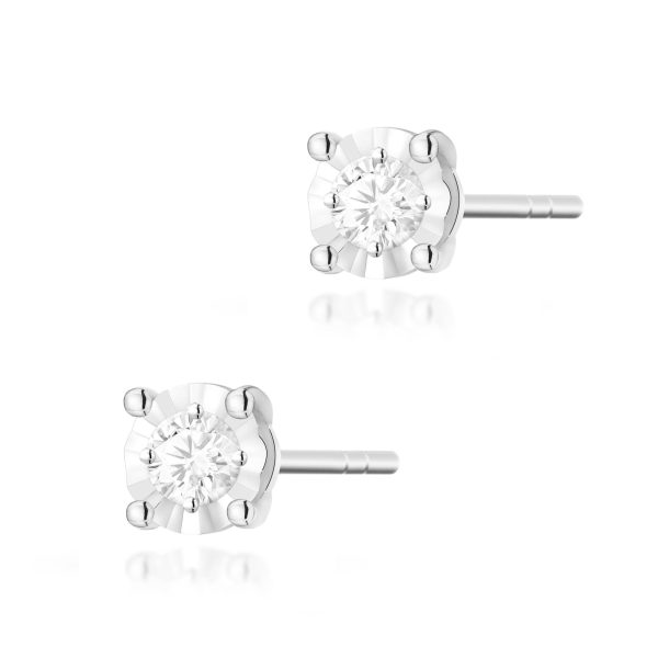 Kolczyki z diamentem 2 x 0,08 ct K0058 – białe złoto próby 585