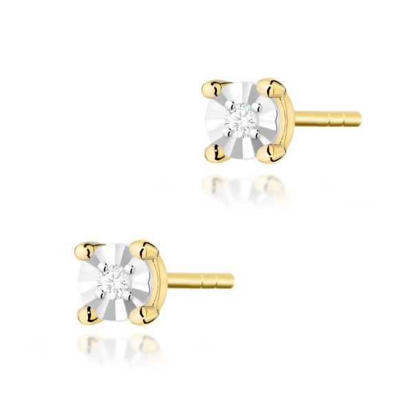 Kolczyki z diamentem 2 x 0,01 ct K0058 – żółte złoto próby 585