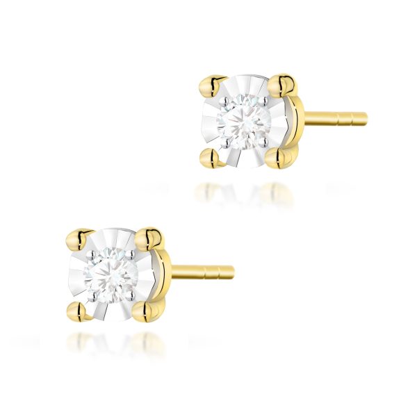 Kolczyki z diamentem 2 x 0,03 ct K0058 – żółte złoto próby 585