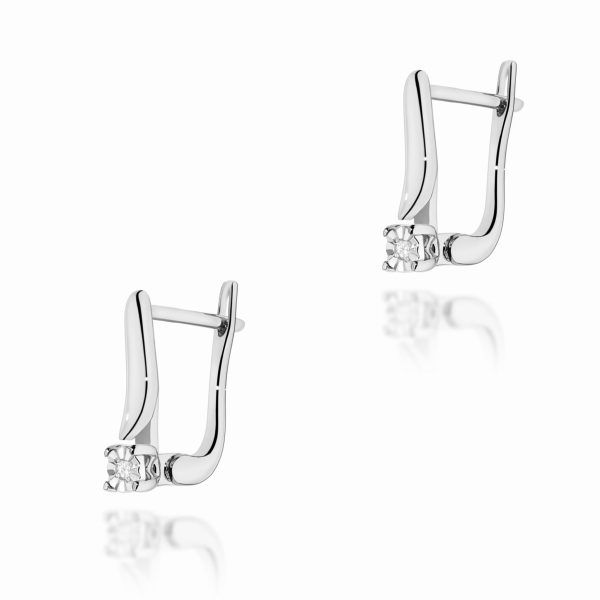 Kolczyki z diamentem 2 x 0,0086 ct K0065 – białe złoto próby 585