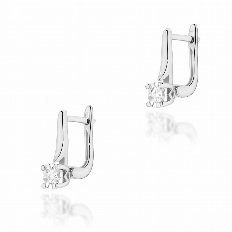 Earrings with round diamonds 2 × 0,08 ct