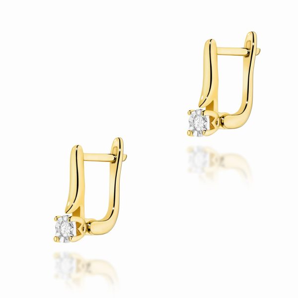 Kolczyki z diamentem 2 x 0,03 ct K0065 – żółte złoto próby 585