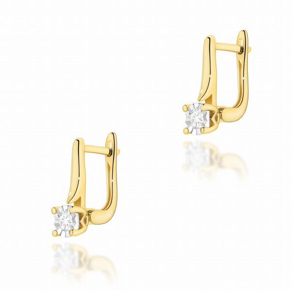Kolczyki z diamentem 2 x 0,08 ct K0065 – żółte złoto próby 585
