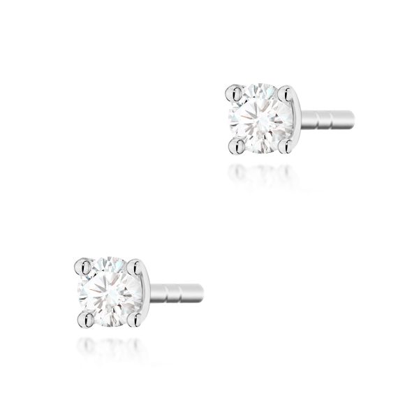 Kolczyki z diamentem 2 x 0,04 ct K0066 – białe złoto próby 585