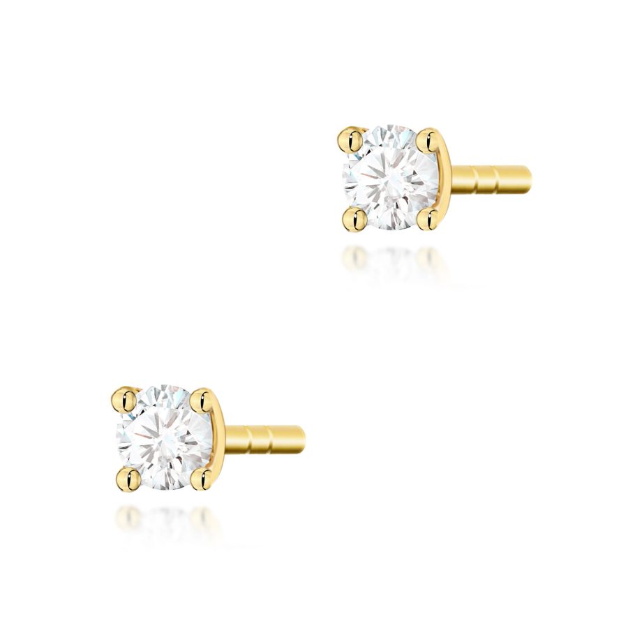 Kolczyki z diamentem 2 x 0,04 ct K0066 – żółte złoto próby 585
