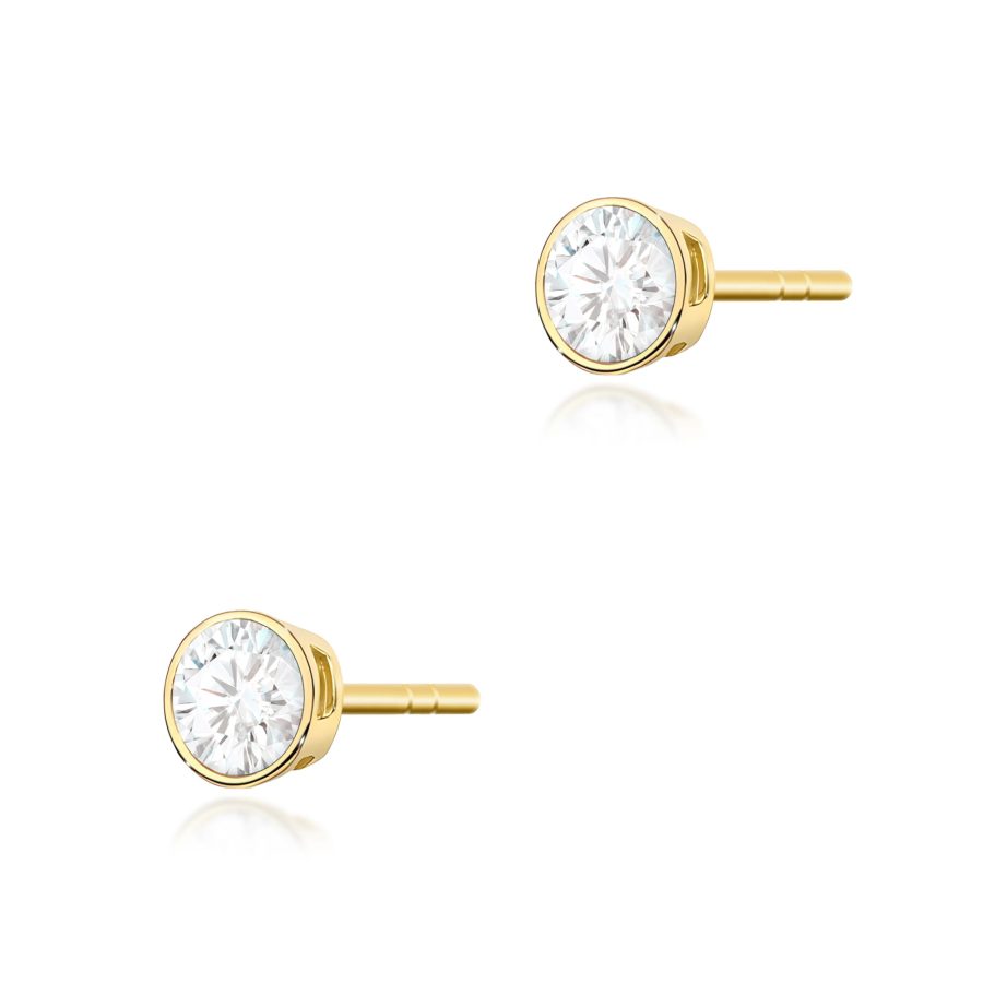 Kolczyki z diamentem 2 x 0,10 ct K0067 – żółte złoto próby 585