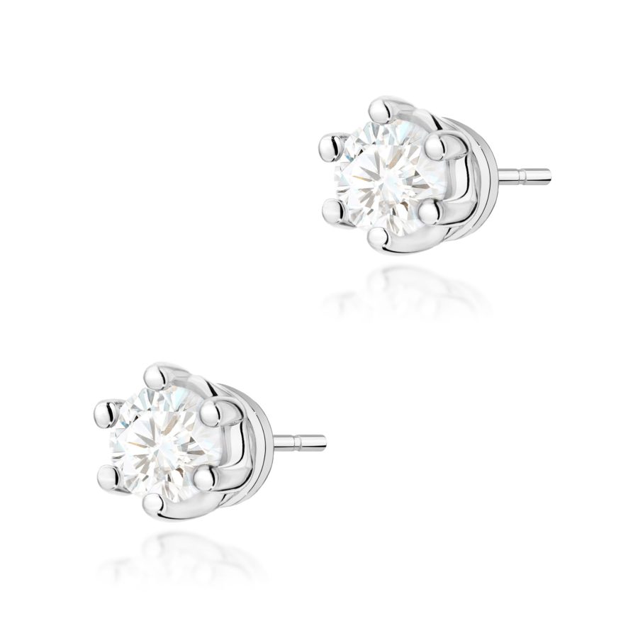Earrings with lab-grown diamonds 2 × 0,15 ct in white gold
