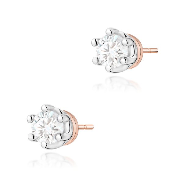 Kolczyki z diamentem 2 x 0,15 ct K0068 – różowe złoto próby 585