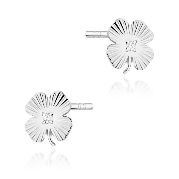Kolczyki z diamentami 0,01 ct K0073 – białe złoto próby 585
